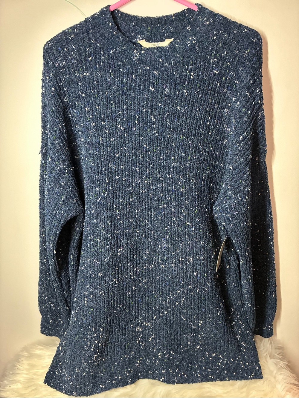 LOFT Blue Flecked Crewneck Sweater